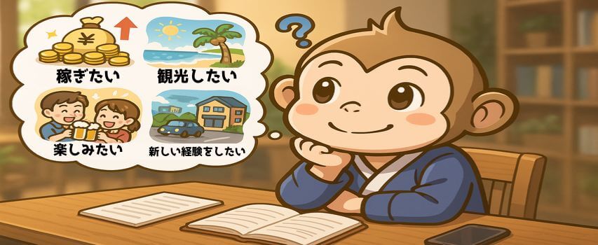 リゾートバイトの目的を考えてる様子