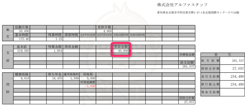 アルファリゾート　有給休暇