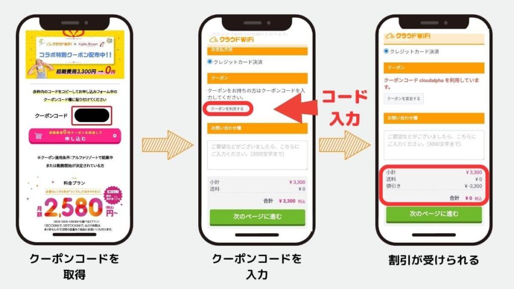 アルファリゾート　クラウドWiFi　クーポンコード