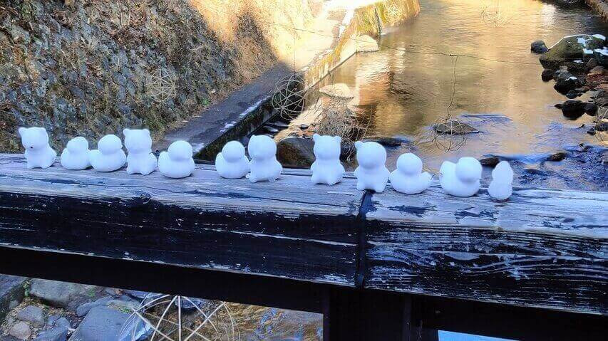 黒川温泉　雪だるま　冬