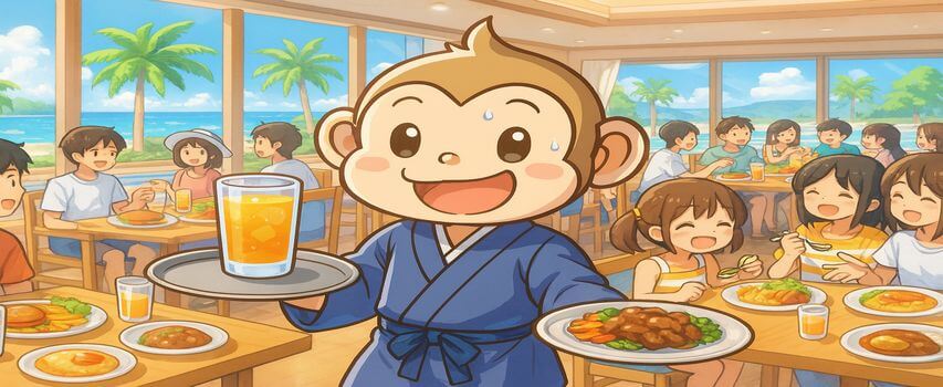 2週間のリゾートバイトで働いてる様子